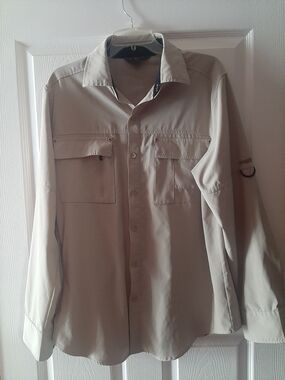 Wind River Outdoor Light Beige Long Sleeve Button-Up Shirt Men's Large